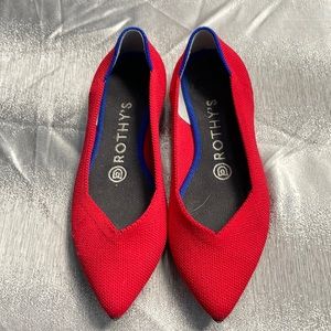 Rothy’s Retired‎ Cherry Red Pointed Flats Sz 6.5